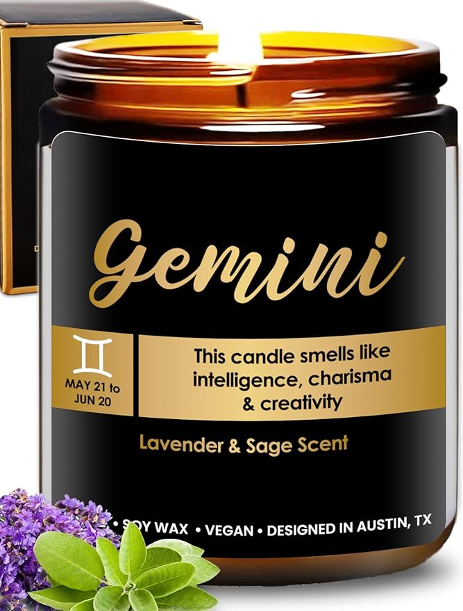 Gemini Candle Zodiac Gifts, Gemini Candles for Women, Thoughtful Zodiac Candles for Men, Astrology Gifts for Men, June Presents for Astrology Lovers, Perfect Presents for Birthday
