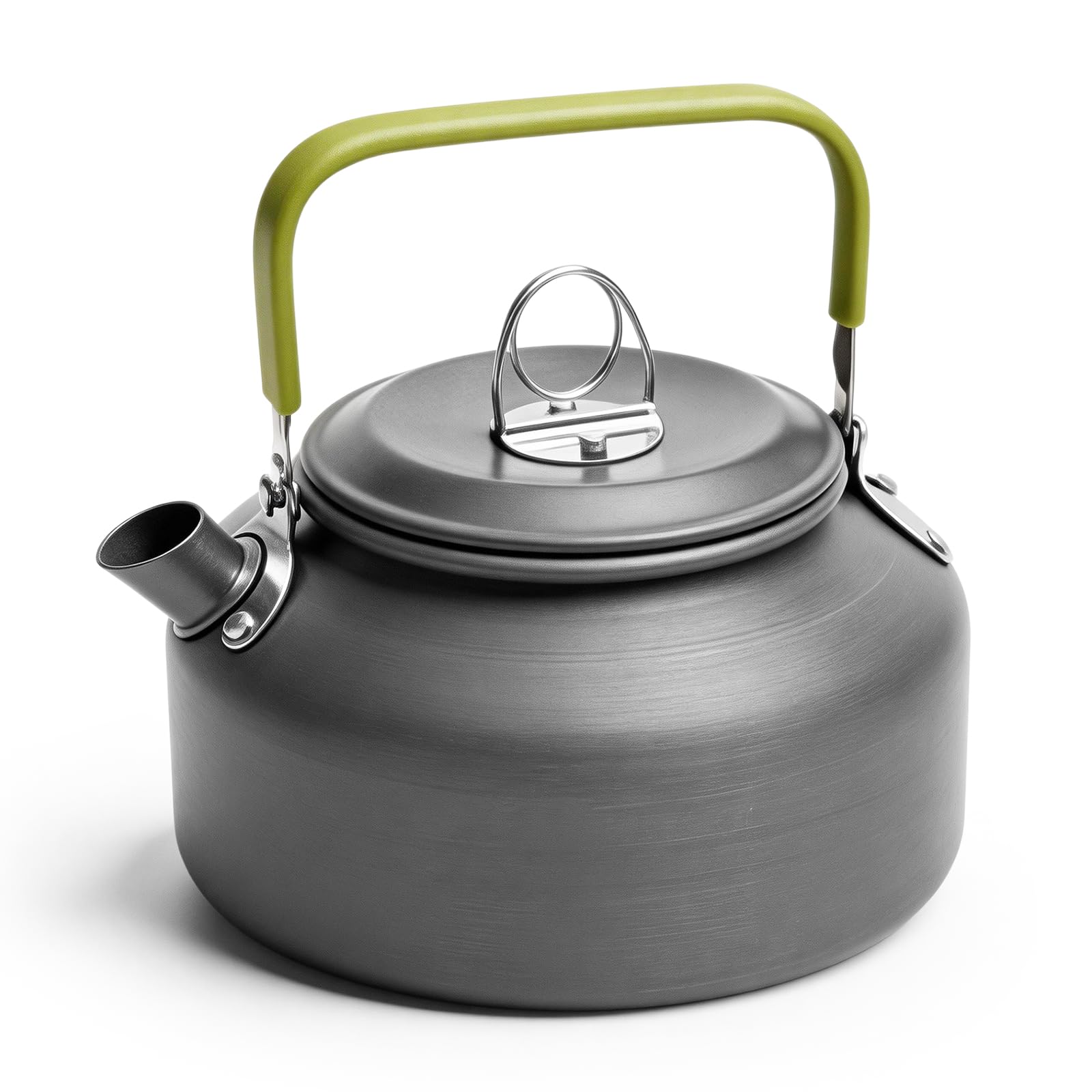 Bollitore da campeggio da 800 ml: bollitore da tè ultraleggero in acciaio inox, manico verde, in alluminio, per picnic ed escursioni