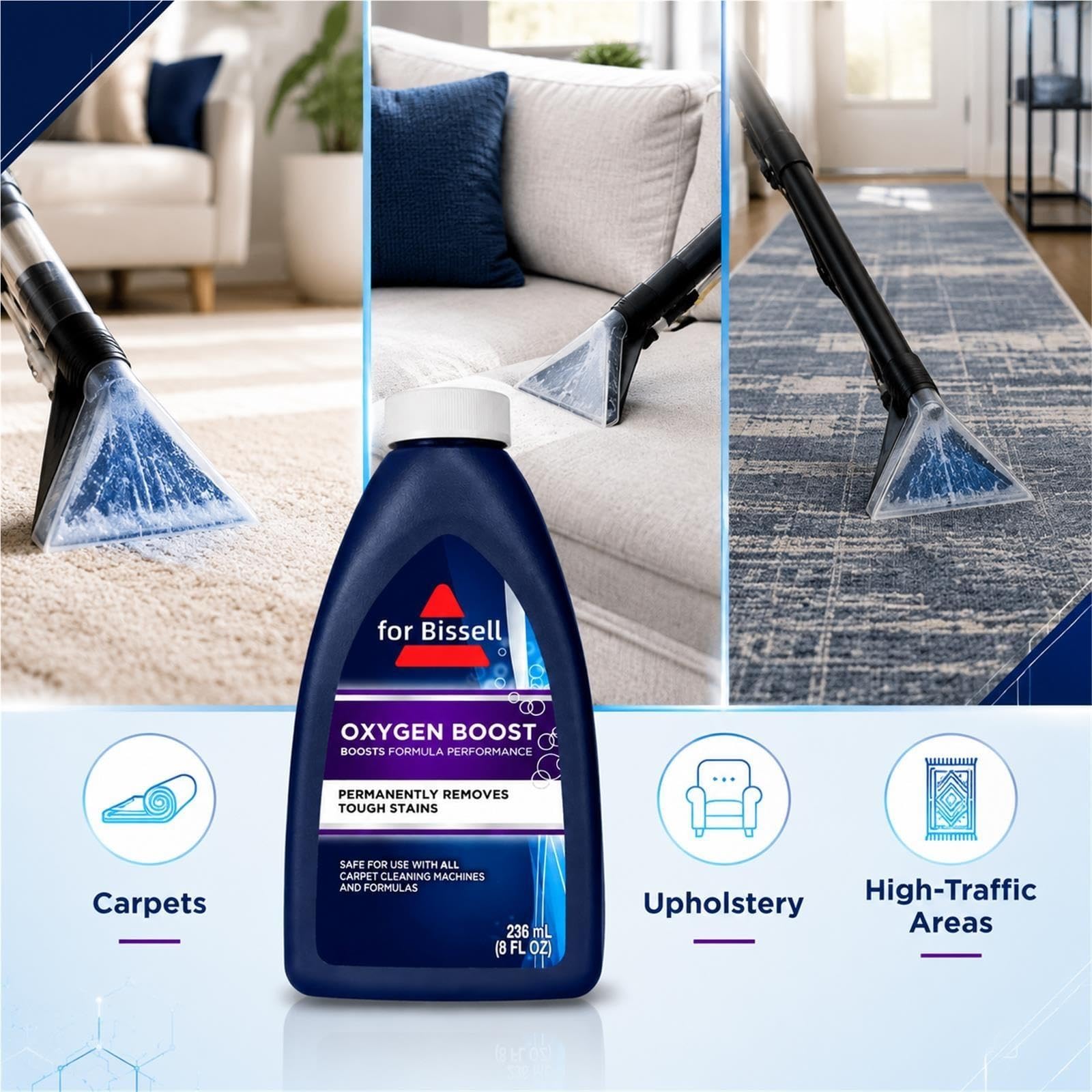 Compatible avec Bissell, Liquide Nettoyant à l'Oxygène Actif, 236ML