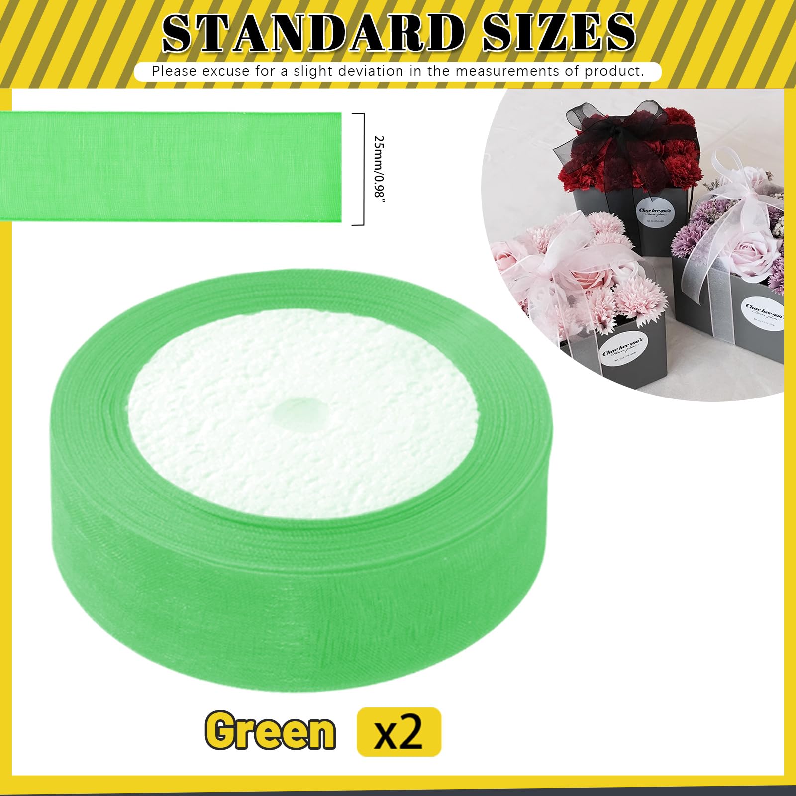 Mardatt 2 Rolls 1 Inch x 25 Yards Shimmer Sheer Ribbon Gift Wrapping Ribbon Sheet - Image 2