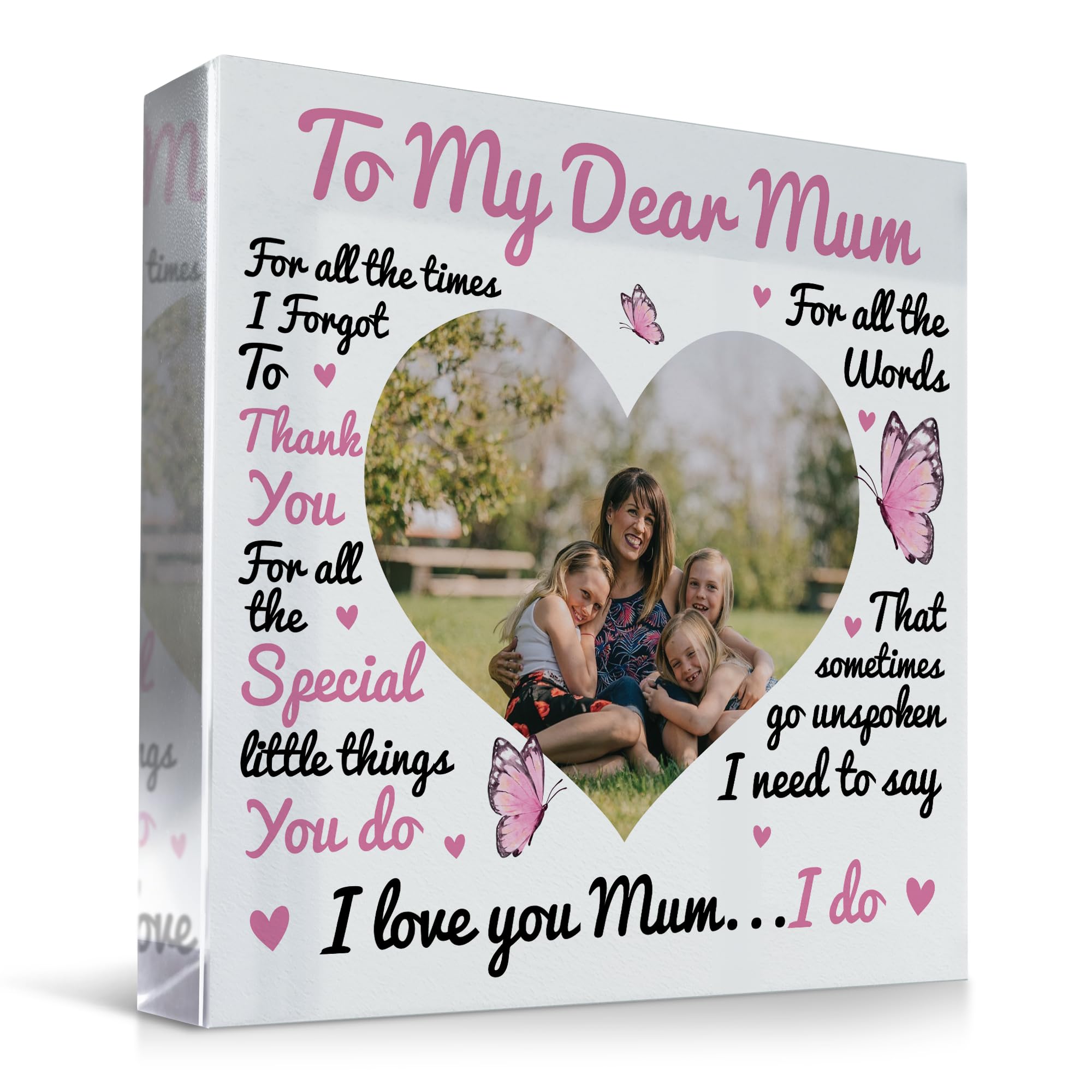 Red Ocean Personalised Mum Photo Plaque, To My Dear Mum Gift, Gifts, Mothers Day Gift, Birthday, For Her, From Daughter, From Son, Thank You For