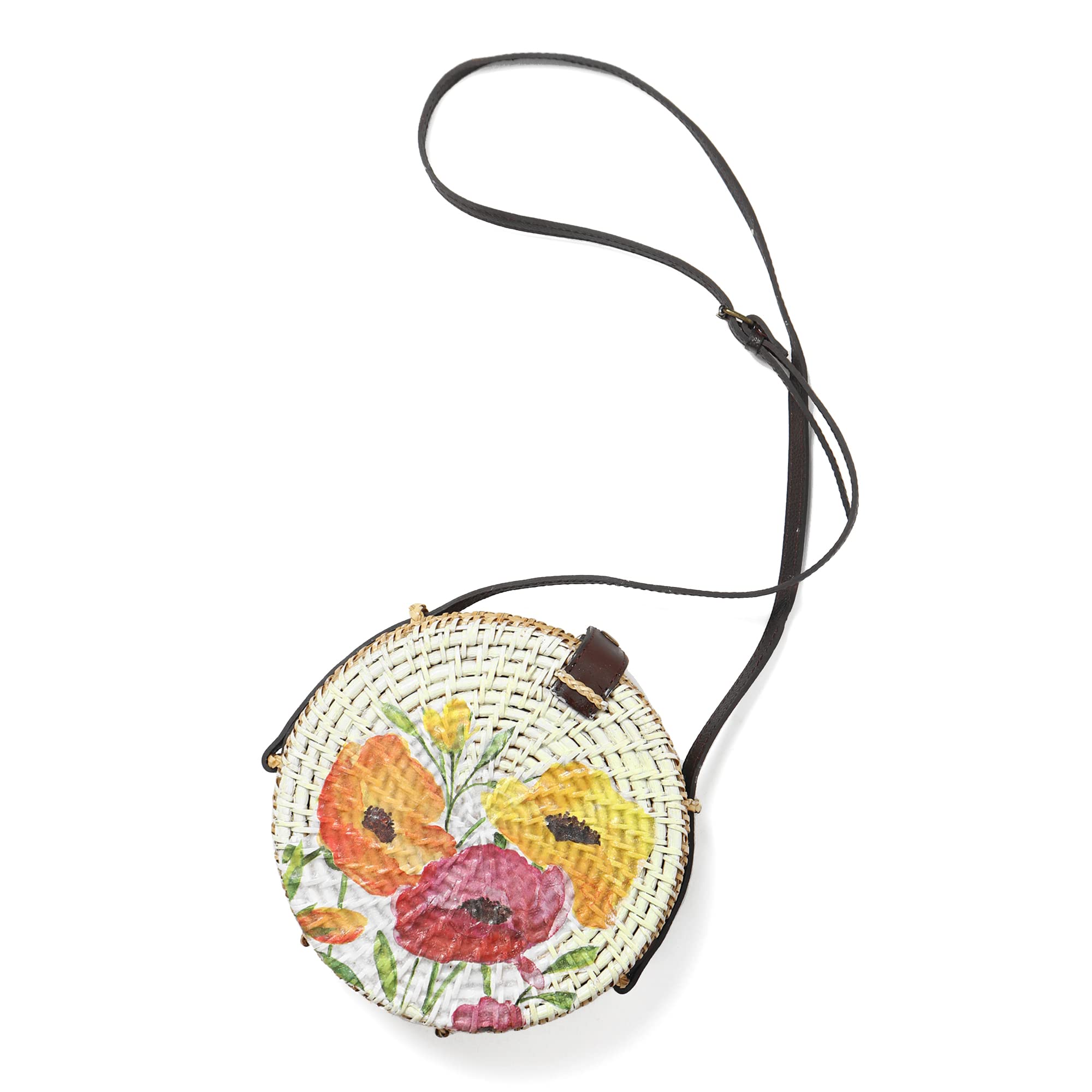Habere India-All the Cultures Fabricating India Girls Sling Bag | Beach Bag | Tote Bag | Bali Rattan Bag | Round Cane Sling Bag | (Design 06), Multicolor (B0BP8CZD8D) Amazon Price History, Amazon Price Tracker