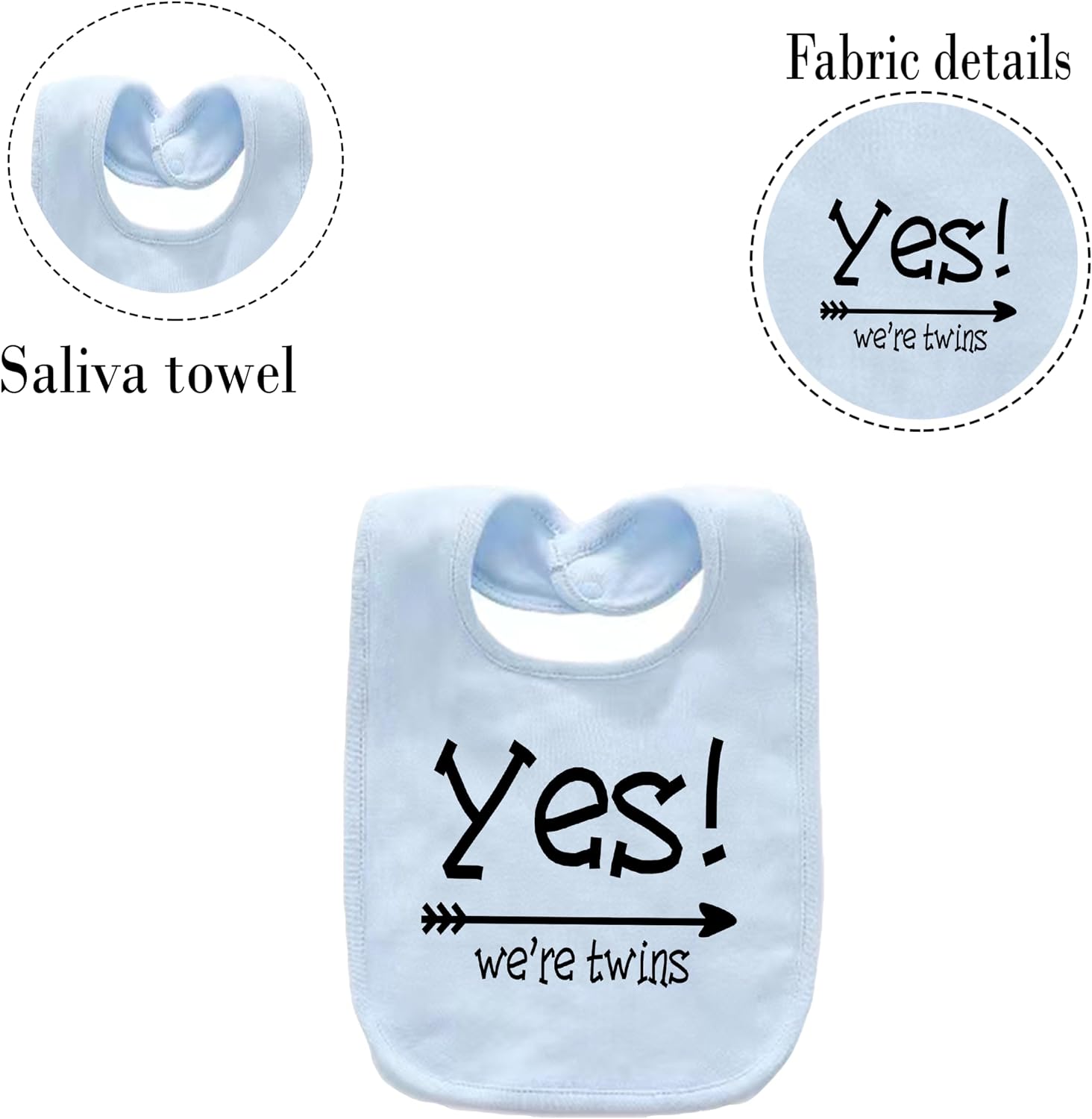 YSCULBUTOL Baby Twins Bibs Yes We Are Twins Newborn Baby Cute Unisex Bibs Infant Twin Outfits