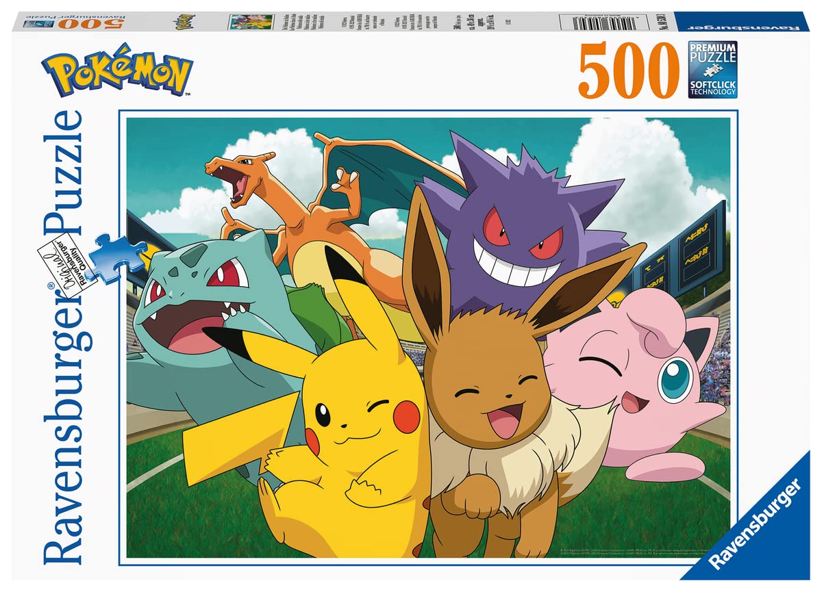 Ravensburger - Puzzle: Pokemon, Puzzle 500 piezas, Puzzles para Adultos y Niños, Rompecabezas Adultos, Puzzle 500 Piezas Adultos, Pasatiempos, Puzzle Pokemon, [Exclusivo en Amazon]
