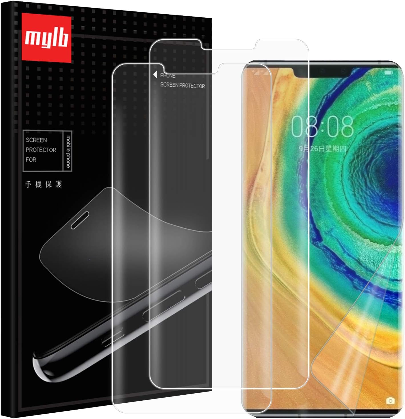 AOYIY For Huawei Mate 30 Pro Screen Protector, [3 Pack] Slim Soft TPU Full Cover Screen Protector for Huawei Mate 30 Pro