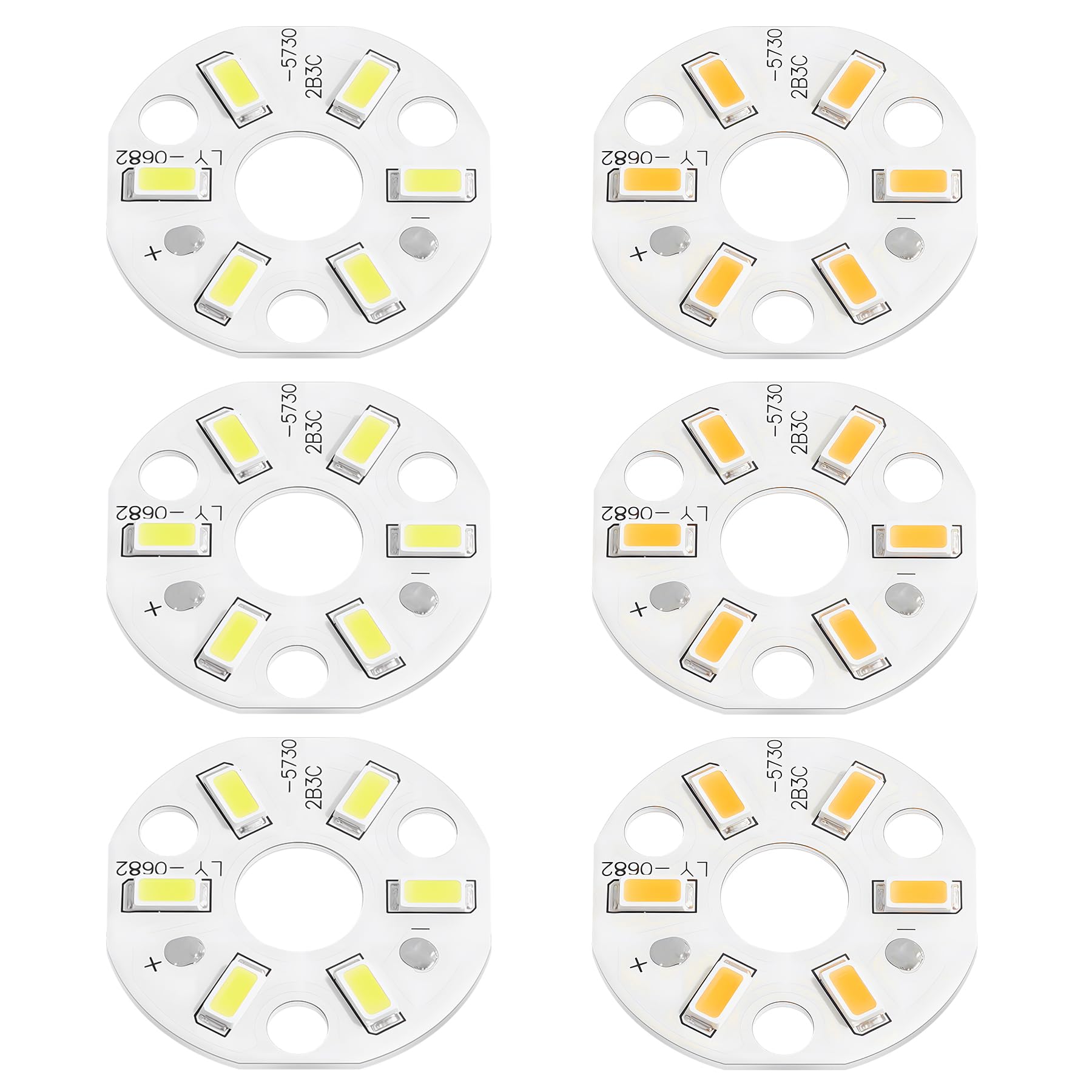 6 Pcs LED Chip Bulb, 3W 300mA, 44mm, Warm/Pure White