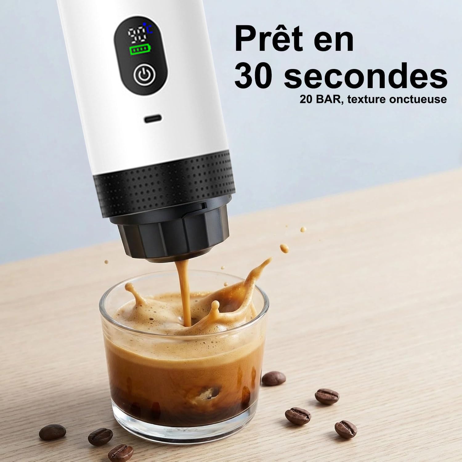 3 En1 Machine à Café Portable de Voyage,pour RV, camping,randonnée, bureau | Avec auto-chauffage,avec Charge USB-C,Cafetière avec café moulu et capsule NS,Machine à café électrique portable