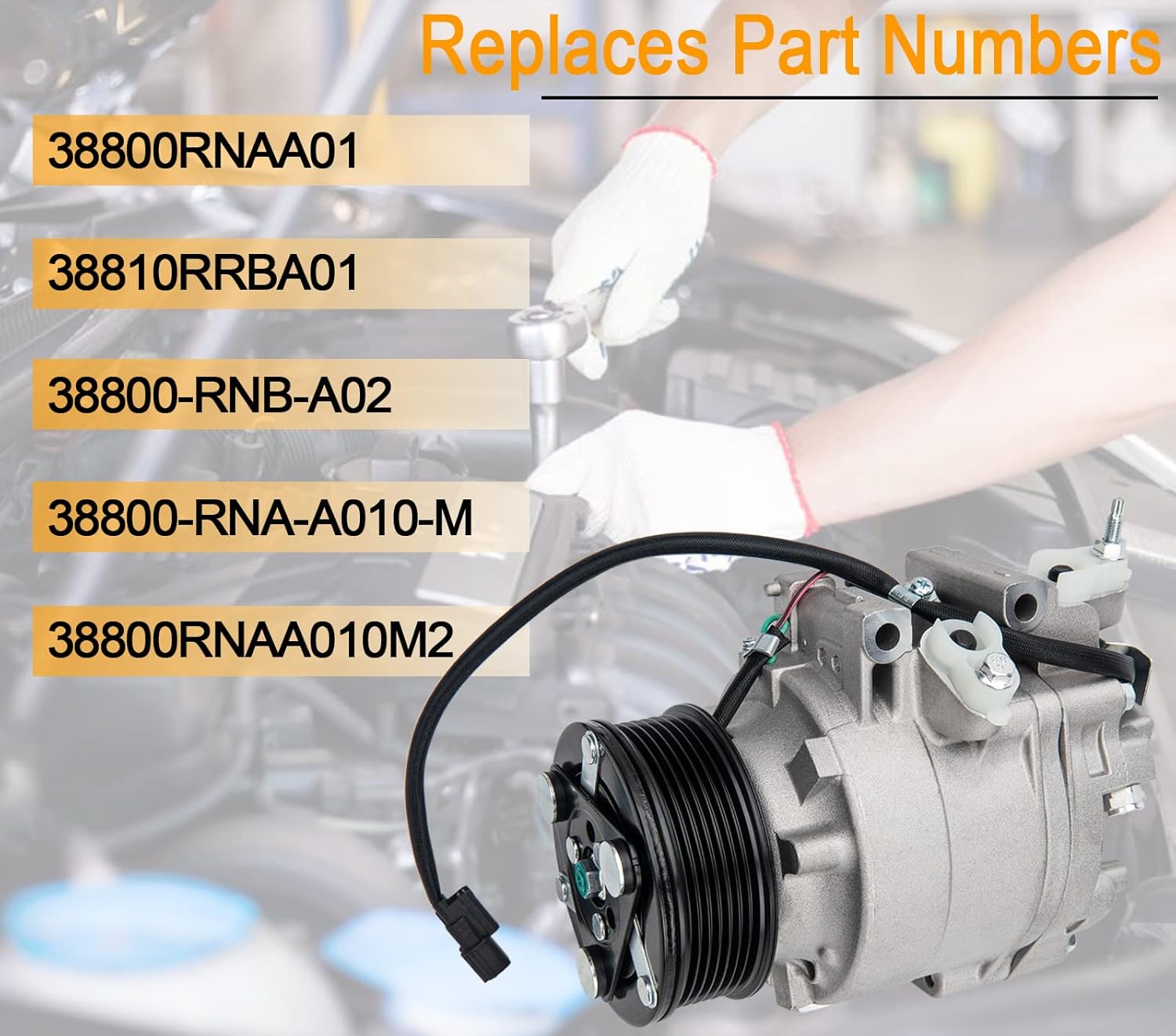 AC Compressor Compatible with Honda Civic 1.8L 2006, 2007, 2008, 2009, 2010, 2011 Replaces 38800RNAA01, 38810RRBA01, 38800-RNA-A010-M, 38800-RNB-A02, 38800RNAA010M2, 38800RNAA01-06