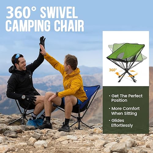 Miniatura 3 de TCEK Silla portátil giratoria mejorada pequeña silla plegable compacta para adultos que se instala en 8 segundos, silla ligera al aire libre para