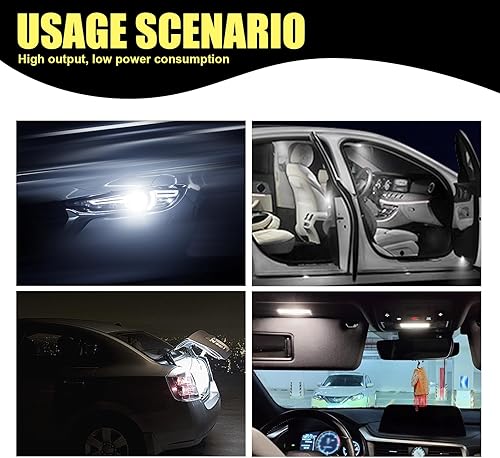 Miniatura 5 de ZKFAR 10 bombillas LED para automóvil, T10-3030-3SMD de ancho, luces de lectura de 0.9 x 0.3 pulgadas, luces de matrícula, luces de automóvil