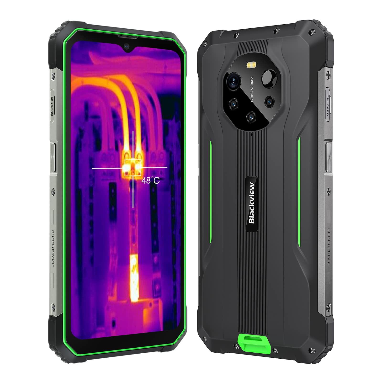 Blackview BL8800 Pro | 6,58" FHD+ | 8GB RAM + 128GB | Verde | Smartphone Rugged 5G | 50MP + 16MP + Cámara Térmica | 8380mAh | Android 11 | IP68/IP69K | Dual SIM | Garantía de 2 años
