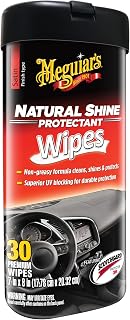 Meguiar's Natural Shine Protectant Wipes - 30 Full Size Car Care Wipes Clean and Protect Vinyl, Rubber, and Plastic Surfaces - Streak-Free Wipes with UV Protection and Leave a Satin, Non-Greasy Shine