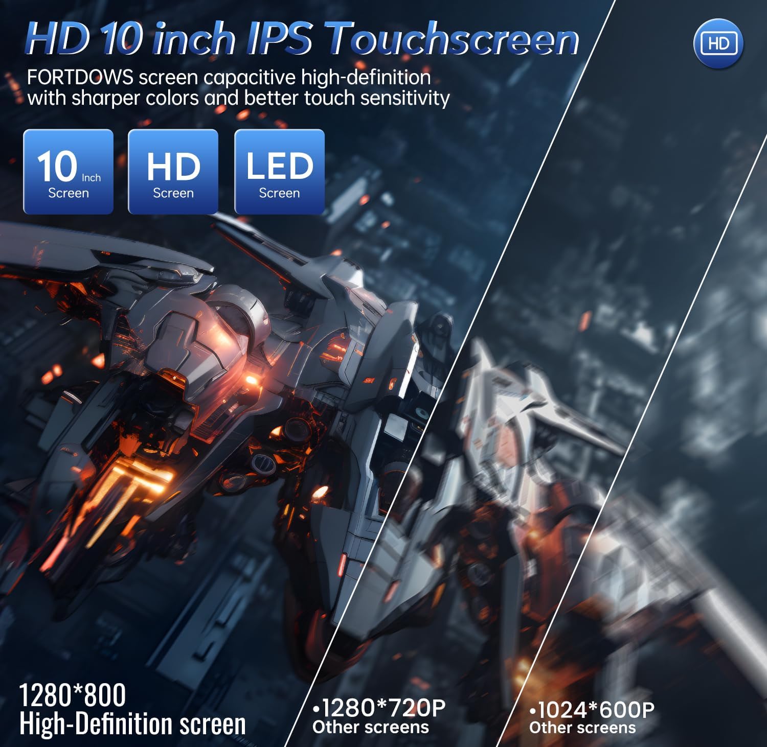 Fortdows Car Radio HD 10 inch IPS Touchscreen Display