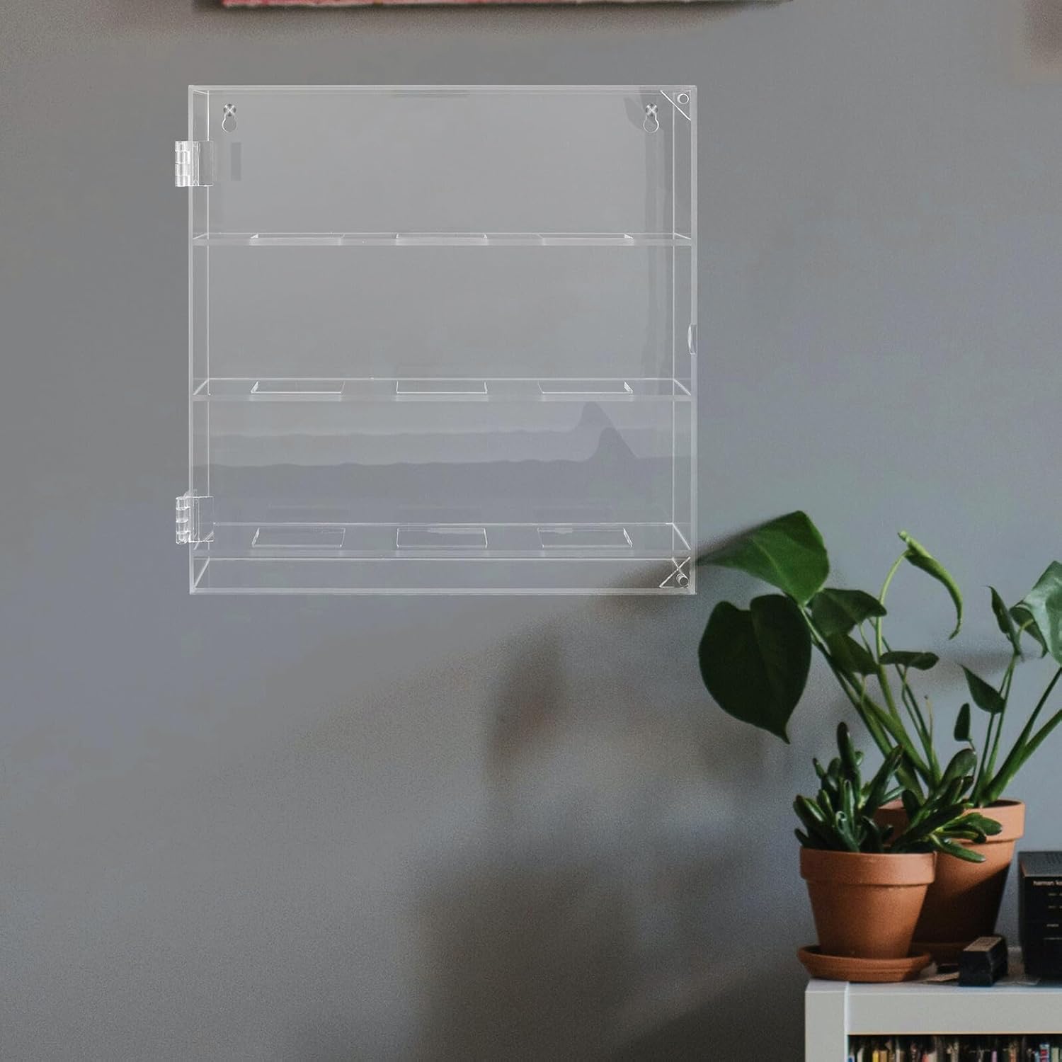 Acrylic Hockey Puck Display Case Wall Mount, 3-Layer Ice Hockey Rack Organizer for 9 Pucks, Memorabilia Storage Stand for Home and Game Room