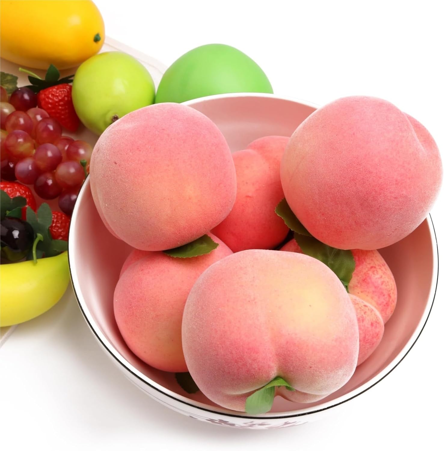 Plastic Fruits for Decoration 6 Pieces of Artificial Peach Fake Fruits Suitable for Home Decoration Lifelike Simulation Fruits