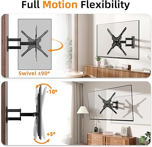 Miniatura 4 de GearFusion Soporte para monitor de TV de movimiento completo, soporte de pared articulado para la mayoría de televisores curvos planos LED LCD de 13
