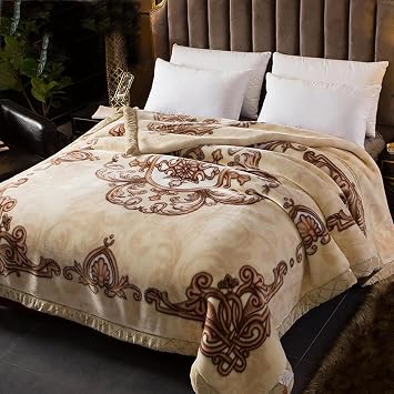 LGYKUMEG Heavy Korean Mink Blanket,Weighted Fleece Blanket,Silky Soft and Warm,2 Ply Reversible Plush Raschel Blanket for Autumn and Winter,A,60x80inch
