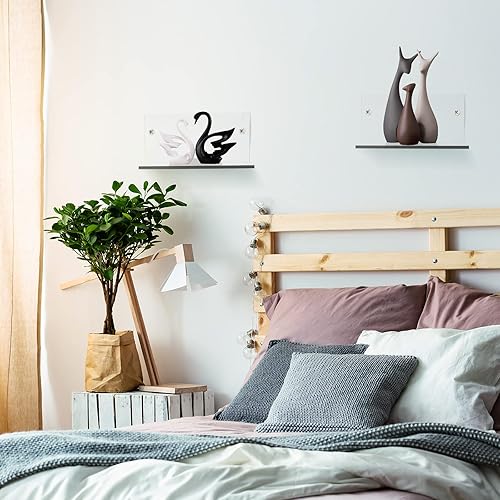 Miniatura 5 de 5 estantes flotantes pequeños para pared de acrílico de 4 pulgadas, mini estante de pared de acrílico, estantes colgantes transparentes, decoración