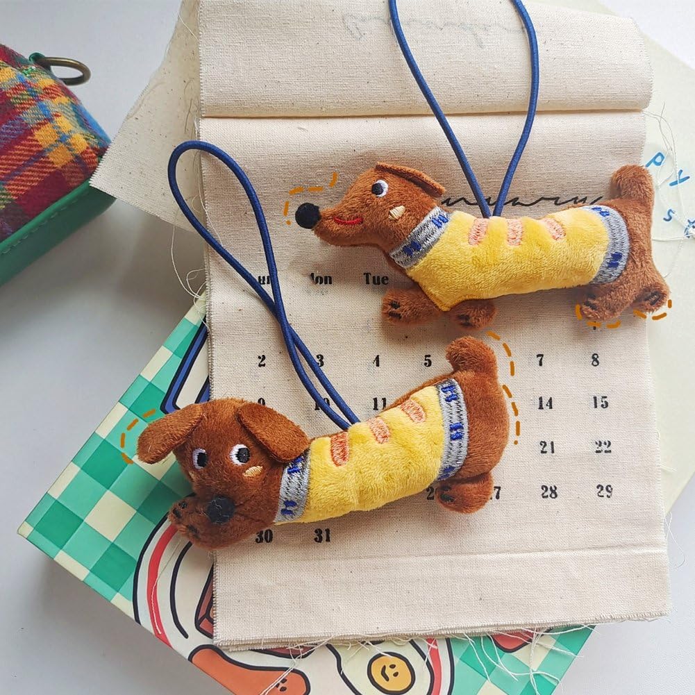 Dachshund Dog Pendant 4pcs Plush Dachshund Hanging Pendant Cartoon Stuffed Puppy Backpack Charm Lovely Bag Hanging Decorations