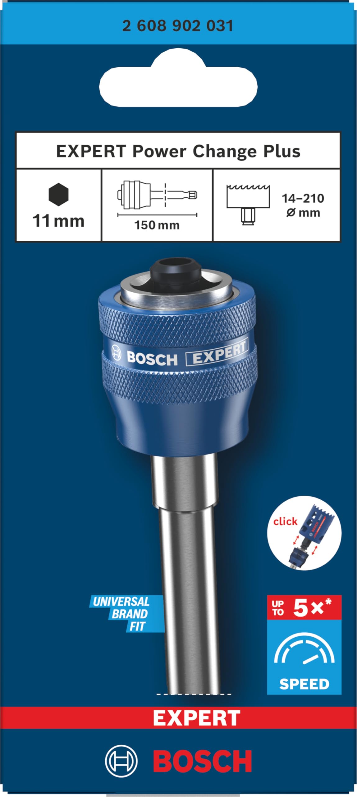 Bosch 1x Rallonge pour montage de scie trépan EXPERT Power Change Plus (Ø mm, Professional Accessoires Perceuses)