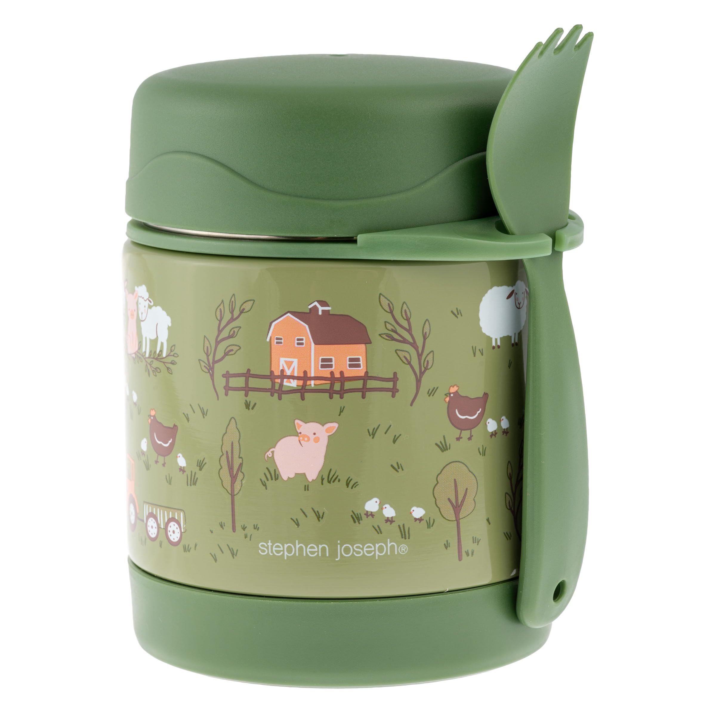Bocal alimentaire isotherme Stephen Joseph 283,5g en inox avec fourchette pour école