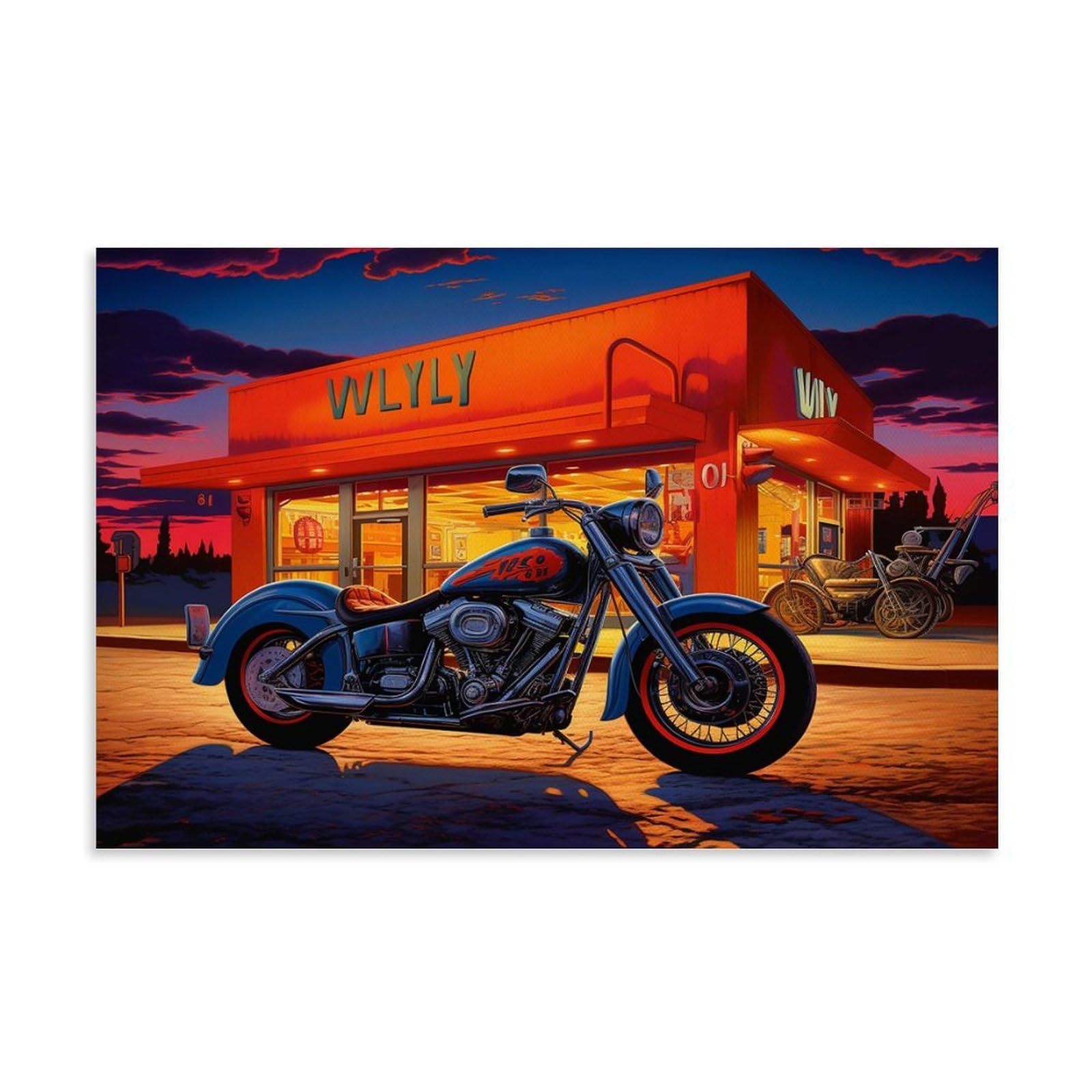 Póster de motocicleta retro para decoración de dormitorio y oficina 7