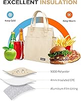 Vista 5 de Fmeida Bolsa de Almuerzo Aislada para Mujeres, Bolsas de Almuerzo Pequeñas de 6.75L con Múltiples Bolsillos, Bolsa Térmica Reutilizable