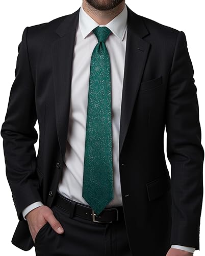 Miniatura 3 de Hi-Tie Juego de corbatas de seda extra largas de 63 pulgadas y 70 pulgadas para hombre, gemelos cuadrados de bolsillo, corbata de cachemira, corbata