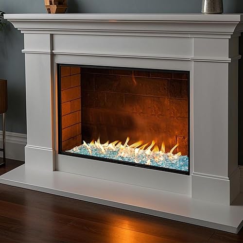 Miniatura 6 de Skyflame Vidrio de fuego de alto brillo de 10 libras para hoyo de fuego, chimenea y paisajismo (12 pulgada, azul aguamarina)