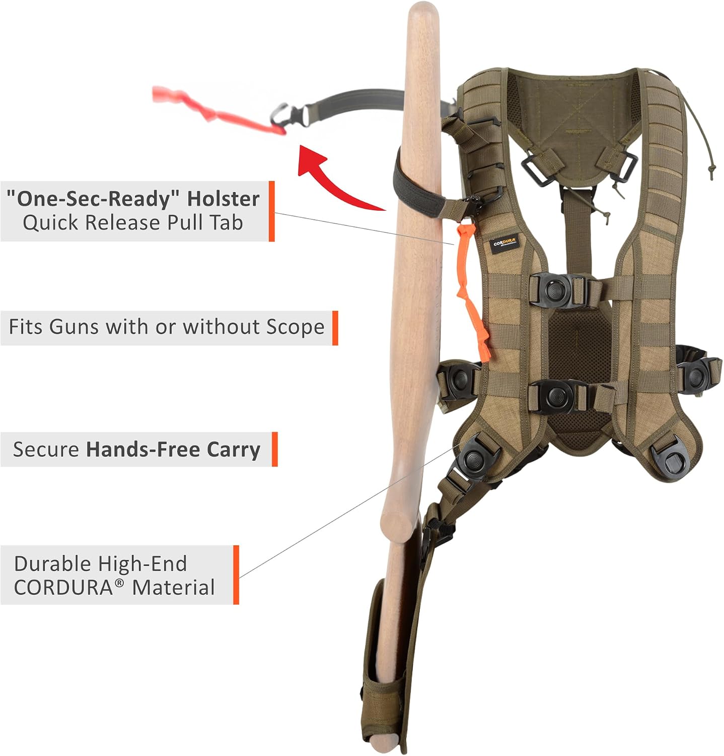 Quick-Release Holster Vest for Hunting Rifles and Shotguns Hands Free Carry in Front Under Arm Stalker Sling Mens Hunting Essential - Integrator by SALTSTONE