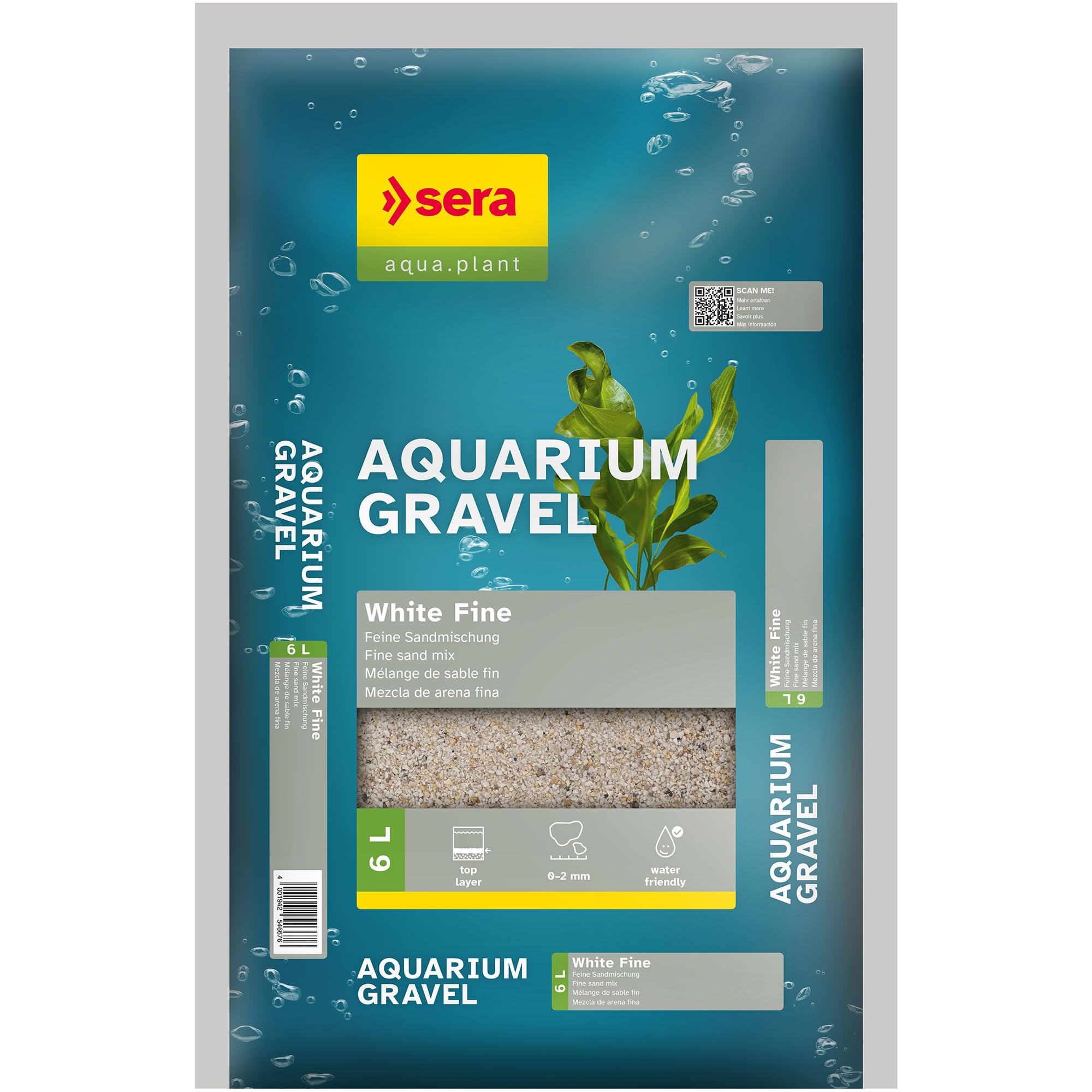 Sera Aquarium Gravel White Fine 6 L | Sustrato para acuarios de Agua Dulce | para Peces, loricarídos y gambas | Aspecto Natural