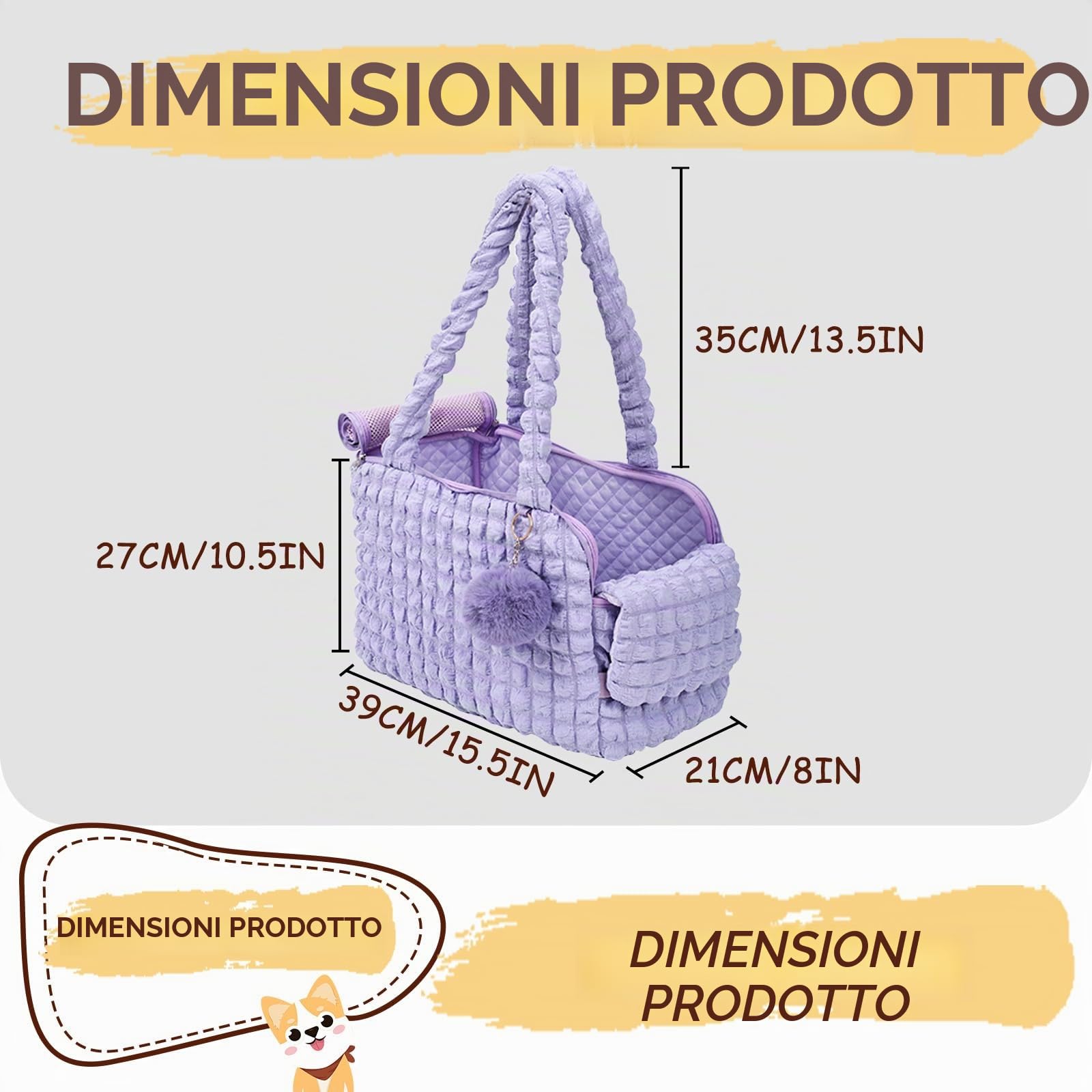 Trasportino per gatti con lati morbidi, alla moda, borsa trapuntata con palla soffice e cerniere in rete ventilate, per cuccioli da 5 kg/gatto da 6,8 kg (nero)