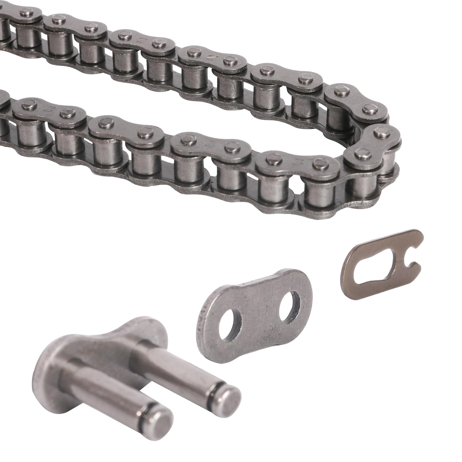 #08B Roller Chain 20 Feet 428 Carbon Steel Chains with 5 Connecting Links Pitch Size 1/2" for Chain Driven Sliding Gate Opener, Mini Bikes, Scooters, Dirt Bike and Other Industrial Machinery