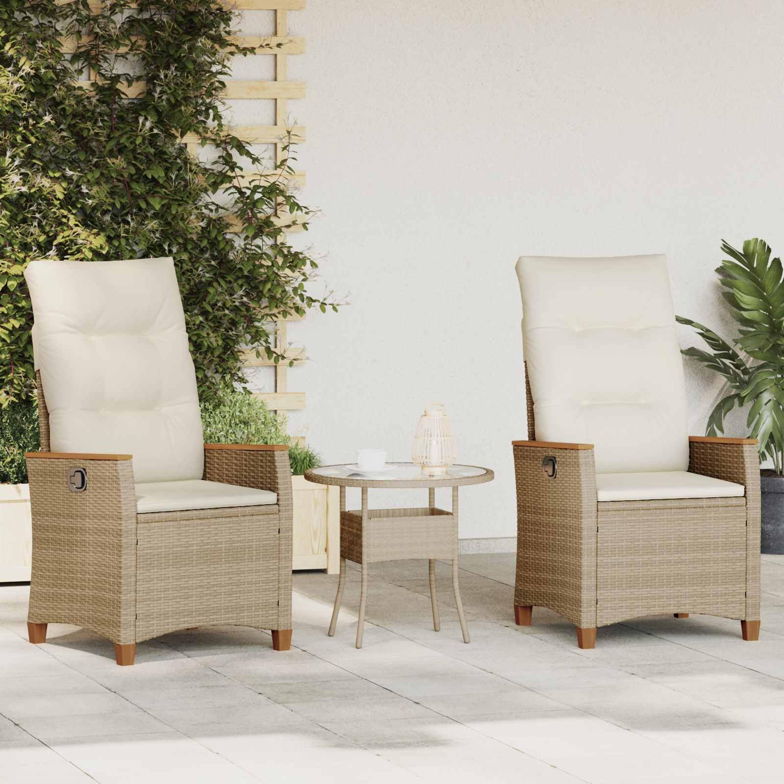 Chaise de jardin réglable beige lot de 2 extérieur design