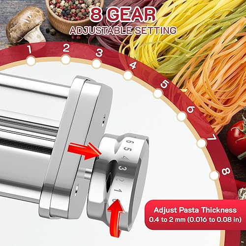 Miniatura 3 de Accesorio de pasta para batidora KitchenAid, incluye rodillo de hoja de pasta, cortador de espaguetis fettuccine, 3 piezas para fijación de pasta