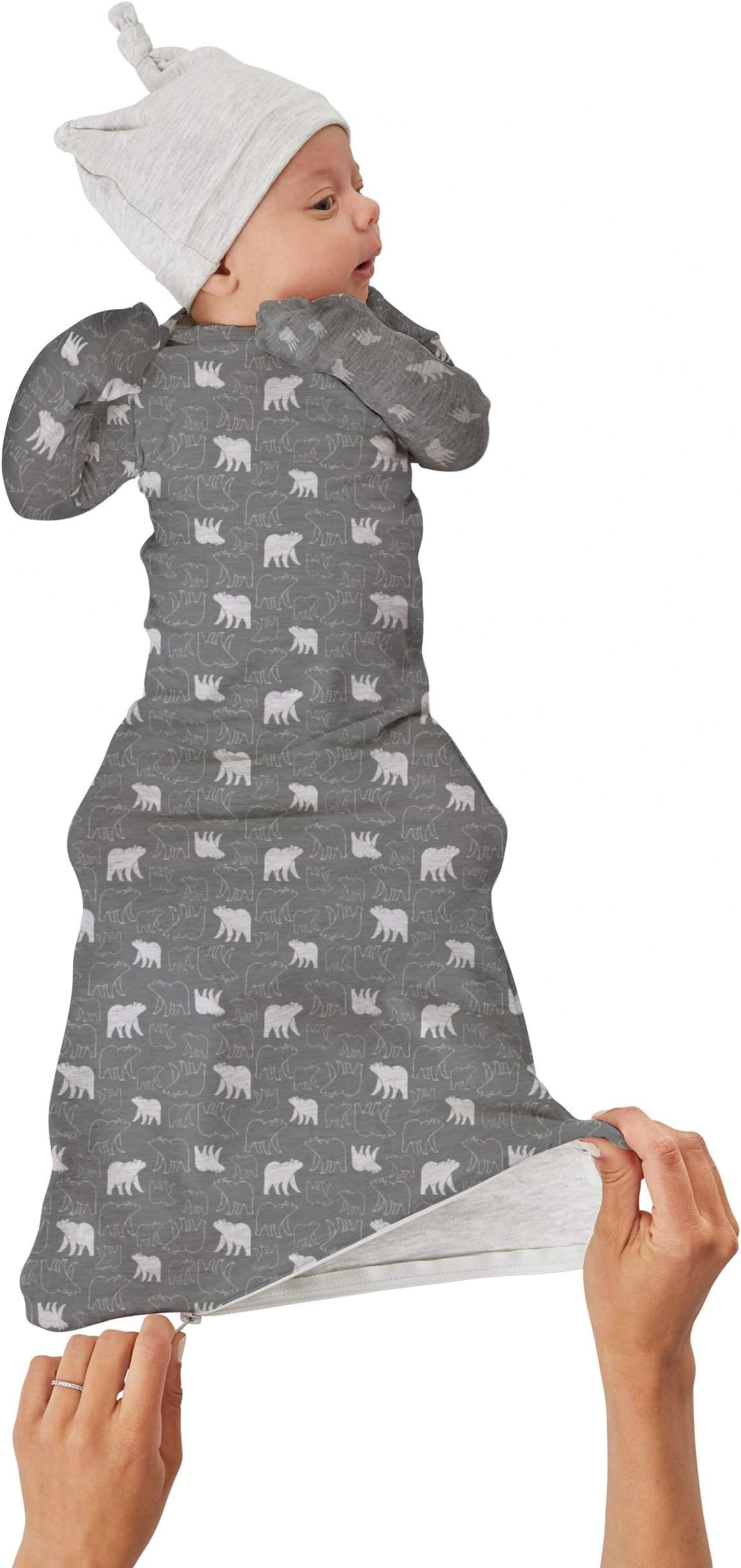 GUNAMUNAUnisex Baby GOWN Sleeper, Night Gown with Diaper-Zipper