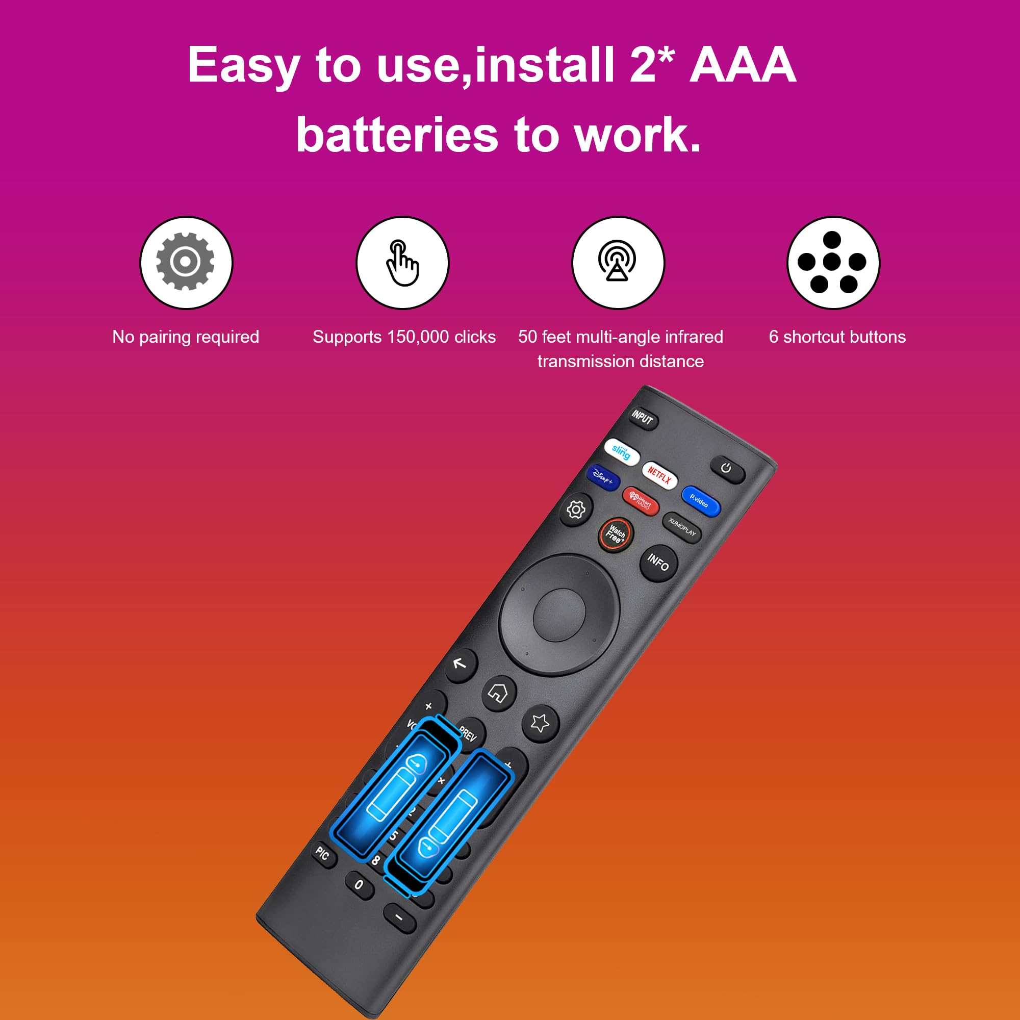 Zamienny pilot do telewizorów VIZIO Smart TV - uniwersalny pilot kompatybilny z XRT140/ XRT136/ XRT260/ XRT270 i D/E/M/P/V/PX/OLED Series, 4K UHD HDR SmartCast, akcesoria do telewizora LED LCD HD