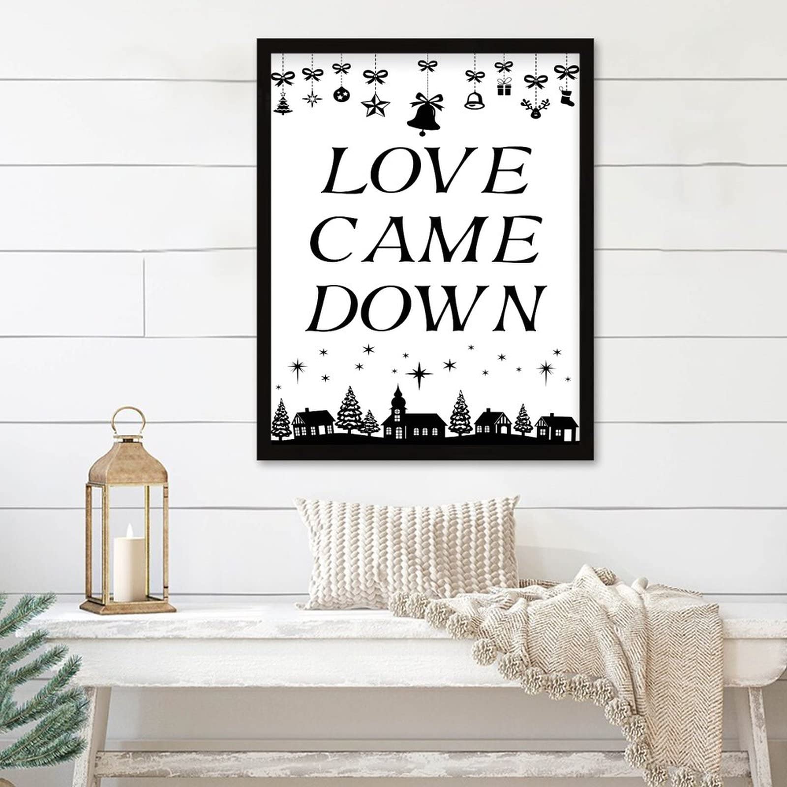 Citation Love Came Down cadre bois 40,6x50,8 cm cadeau idéal mariage