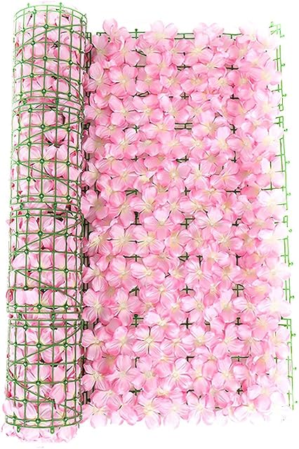 QOTSTEOS Artificial Hedges, Wedding Decor Bordering Garden Fence Privacy Screen Artificial Flowers Trellis, Trellis Fence Panels Waterproof Wall Fence For Wedding Garden Yard(Pink,size:39x20in)