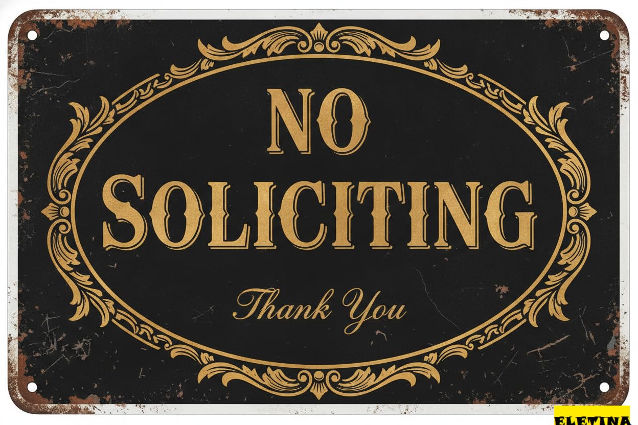 Personalized Sign for Man Cave No Soliciting Front Door - Funny Tin Home Yard Decor - 8x12 Inches Private Property Decorative