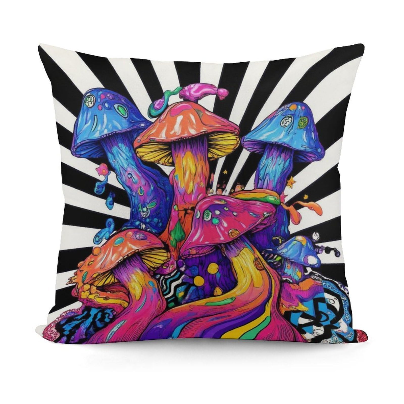 Smazdfxx Picture(543) Fashion Decorative Throw Pillow Covers Couch Cushion Case Soft Trippy Mushrooms Pillowcases For All Seasons