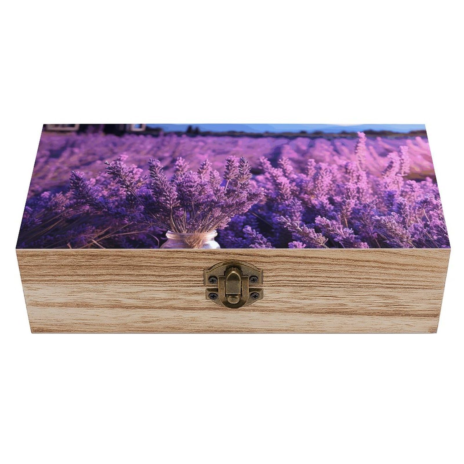 AQRJLPM Wooden Jewelry Box Beautifully Keepsake Box Trinket Box Keepsake Storage Organizer Romantic Lavender Handmade Wooden Box for Storing Jewelry, Coins, Tartot Cards, Small Treasures