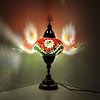 10 Variation Mosland Home Turkish Lamp Mosaic Table Lamps | Turkish Moroccan Lamp with Bronze Base | Handmade Tiffany Night Lamp | Mosaic Glass Bedside Night Lamp with Led Bulb (Red&Green)