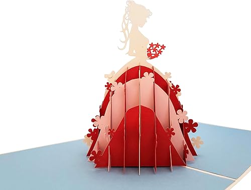 Miniatura 2 de iGifts And Cards La Quinceañera - Tarjeta desplegable – Elegante vestido 3D "La Quinceañera" rosa y rojo – Cumpleaños, hito, celebración, recuerdo –