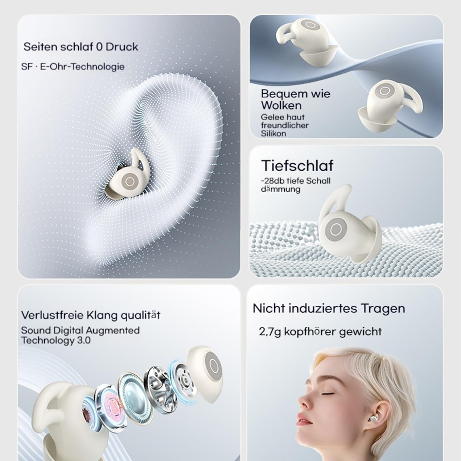 2026 Artevive Bluetooth Moto Earbuds, Mini Kopfhörer Bluetooth Unsichtbar mit ANC, Komfort in Ear Kopfhörer Bluetooths für Anti-Schnarchen, Schlaf, Bewegung, Reisen & Jeder Helm(Schwarz)