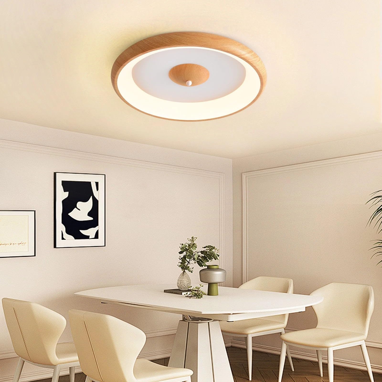 Lámpara de Techo Moderna, Plafones para Techo Madera, 30W Plafon LED Blanco Luz Techo para Oficinas, Salones, Dormitorios, Cocinas, Pasillos
