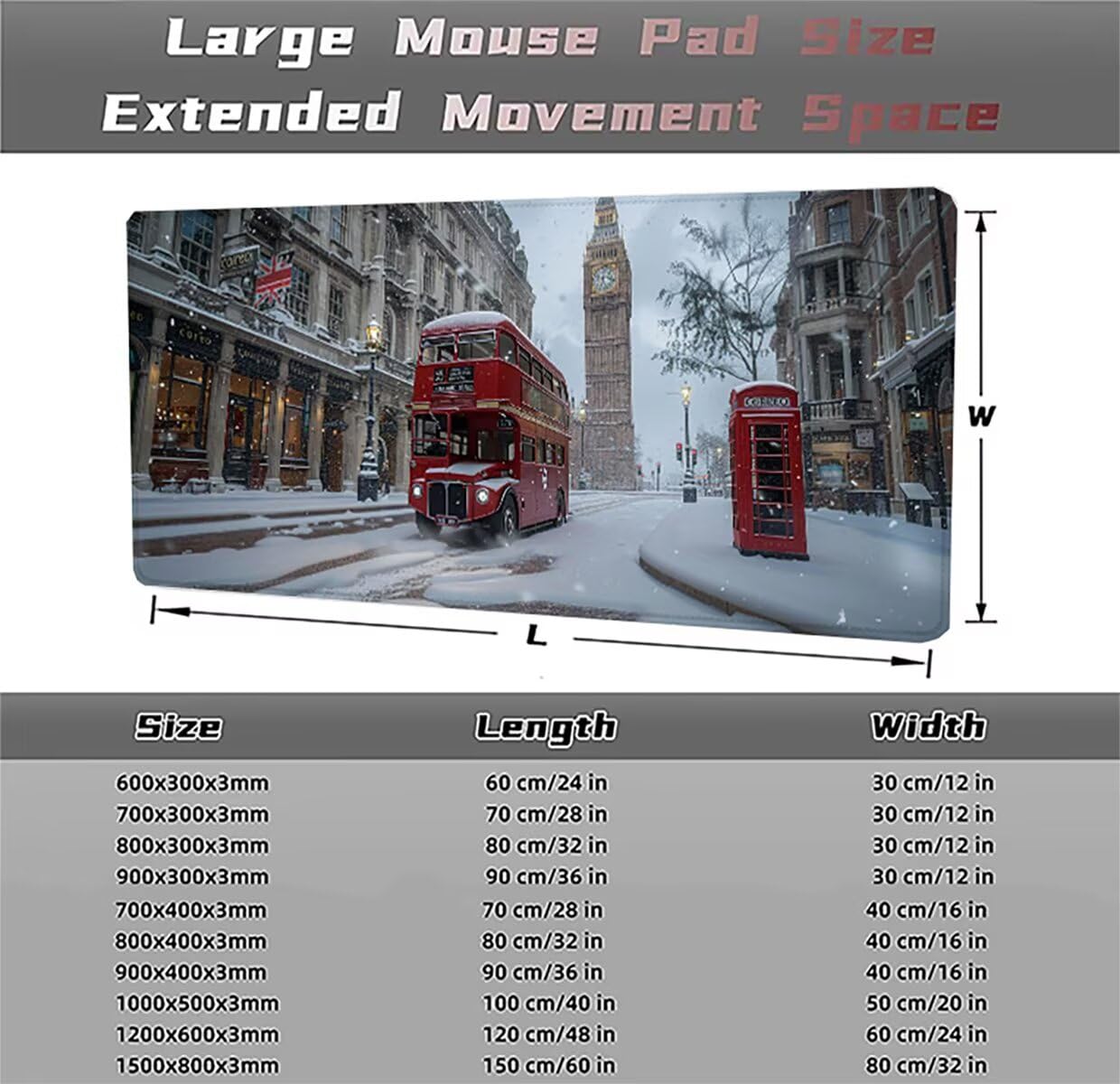 Tappetino per Mouse Gaming XXL 1200x600x3mm– Ufficio Mousepad Grande – Migliora la Velocità e la Precisione Tenuta Stabile Sottomano per Ufficio e Casa Accessori Scrivania Autobus PjY7827 7-S