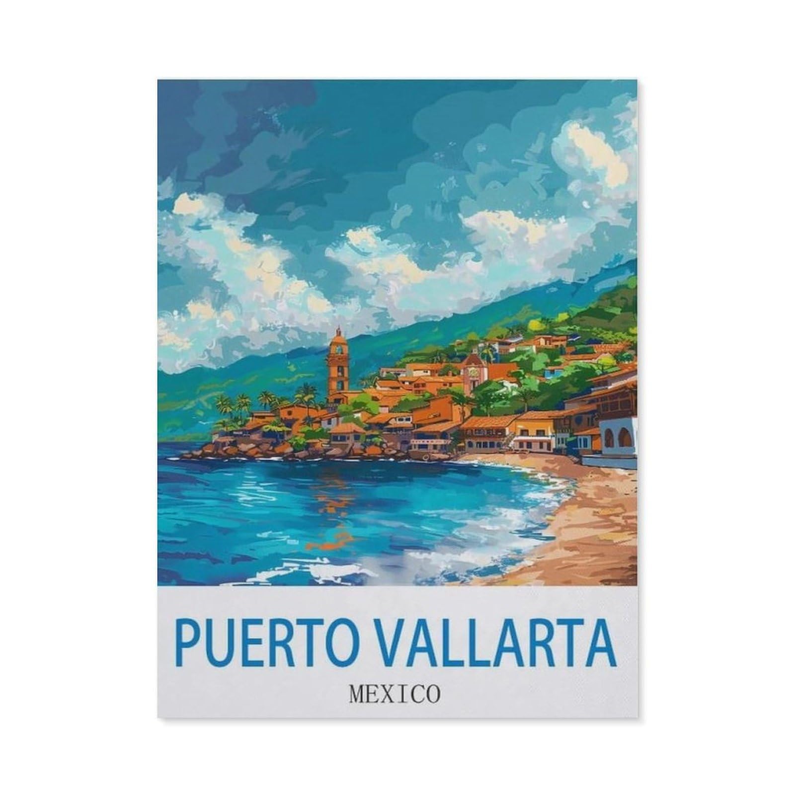 BEAYODKP 5D DIY Diamond Painting，Puerto Vallarta Mexico（30 x 40 cm）