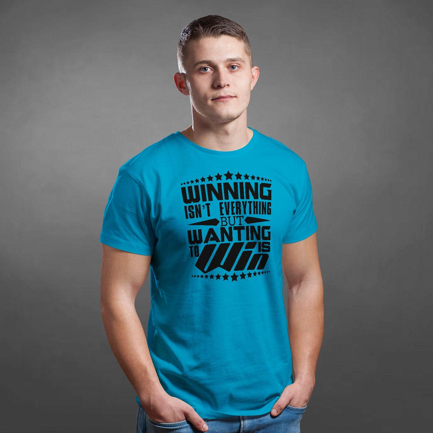 Winning Camiseta Unisex con Frase Personalizada, inspiradora para Hombres, Camiseta motivadora Positiva con Lema de motivación Azul Azul Real XL