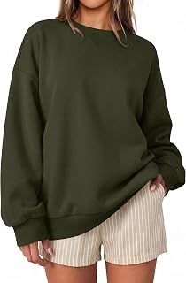 ANRABESS Women Oversized Crew Neck Fleece Fall Sweatshirts | 2026 Fall Outfits,Basic Cute Long Sleeve Sweatshirts,Relax Fit Pullover Top,Cozy Work Office & Travel Lounge Wear